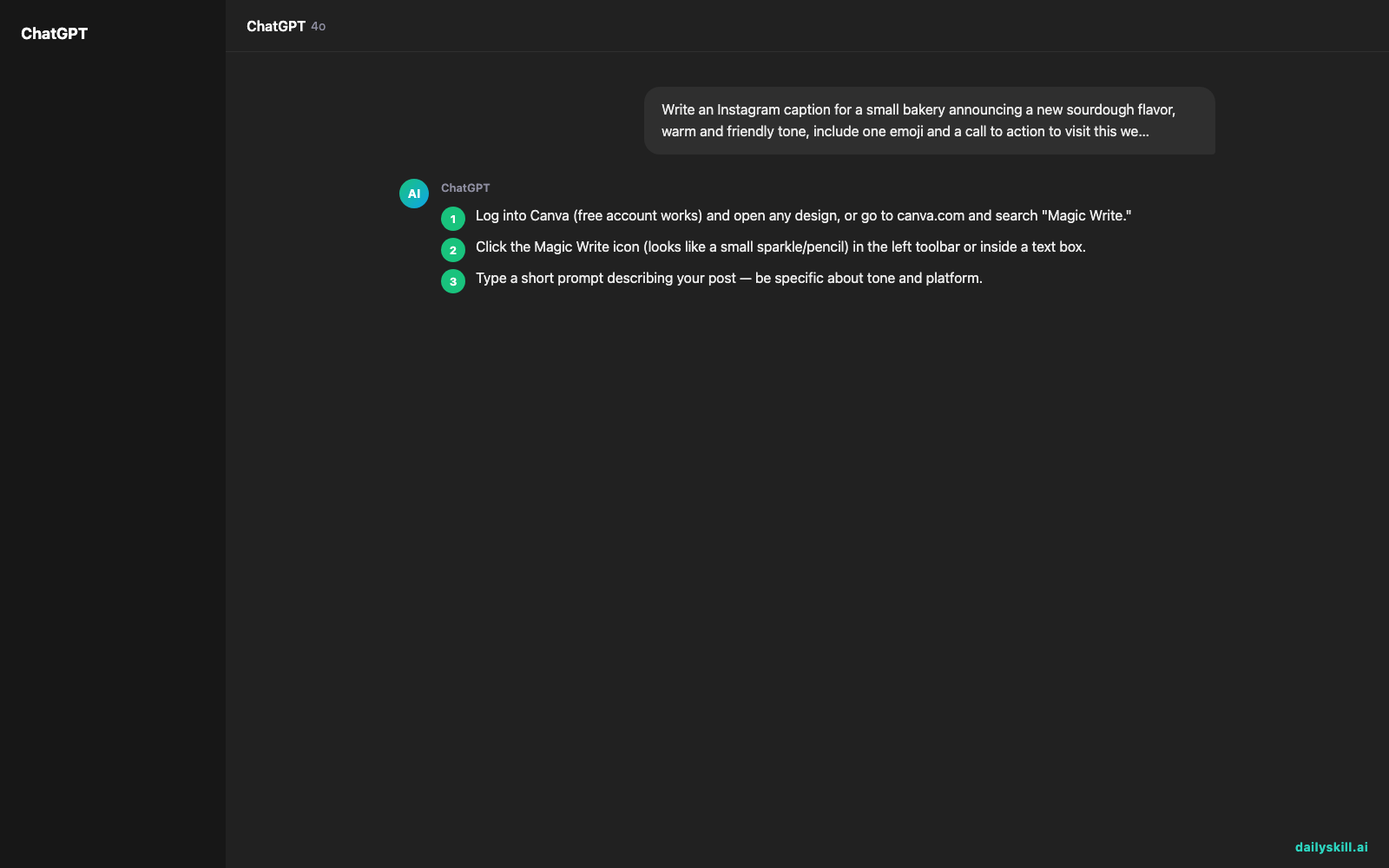 Canva Magic Write — write your caption while your coffee's still hot — Expected AI result visual