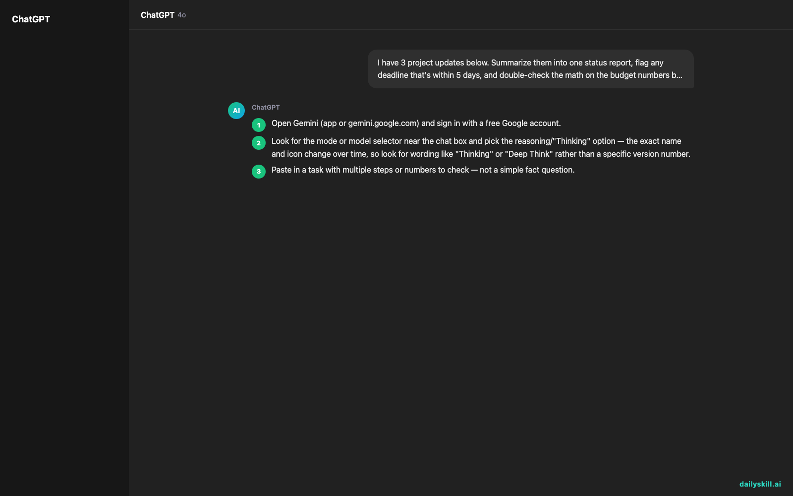Google Gemini Thinking Mode — get answers that are actually checked, not just fast — Expected AI result visual