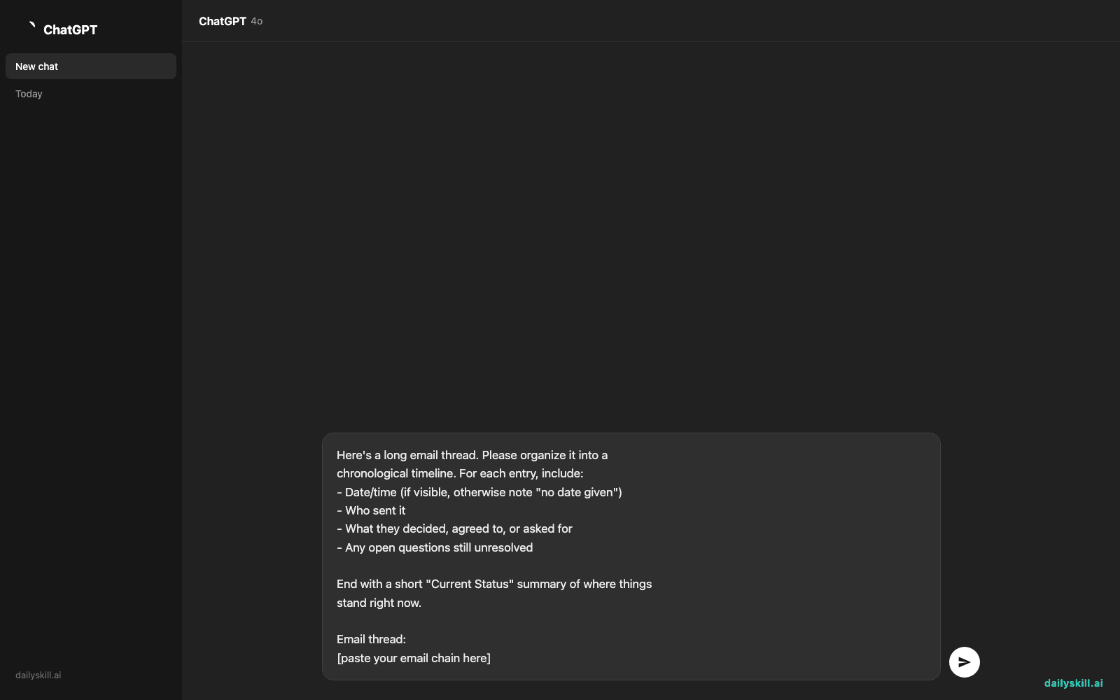 Turn That Endless Email Thread Into a Simple Timeline — Prompt input visual
