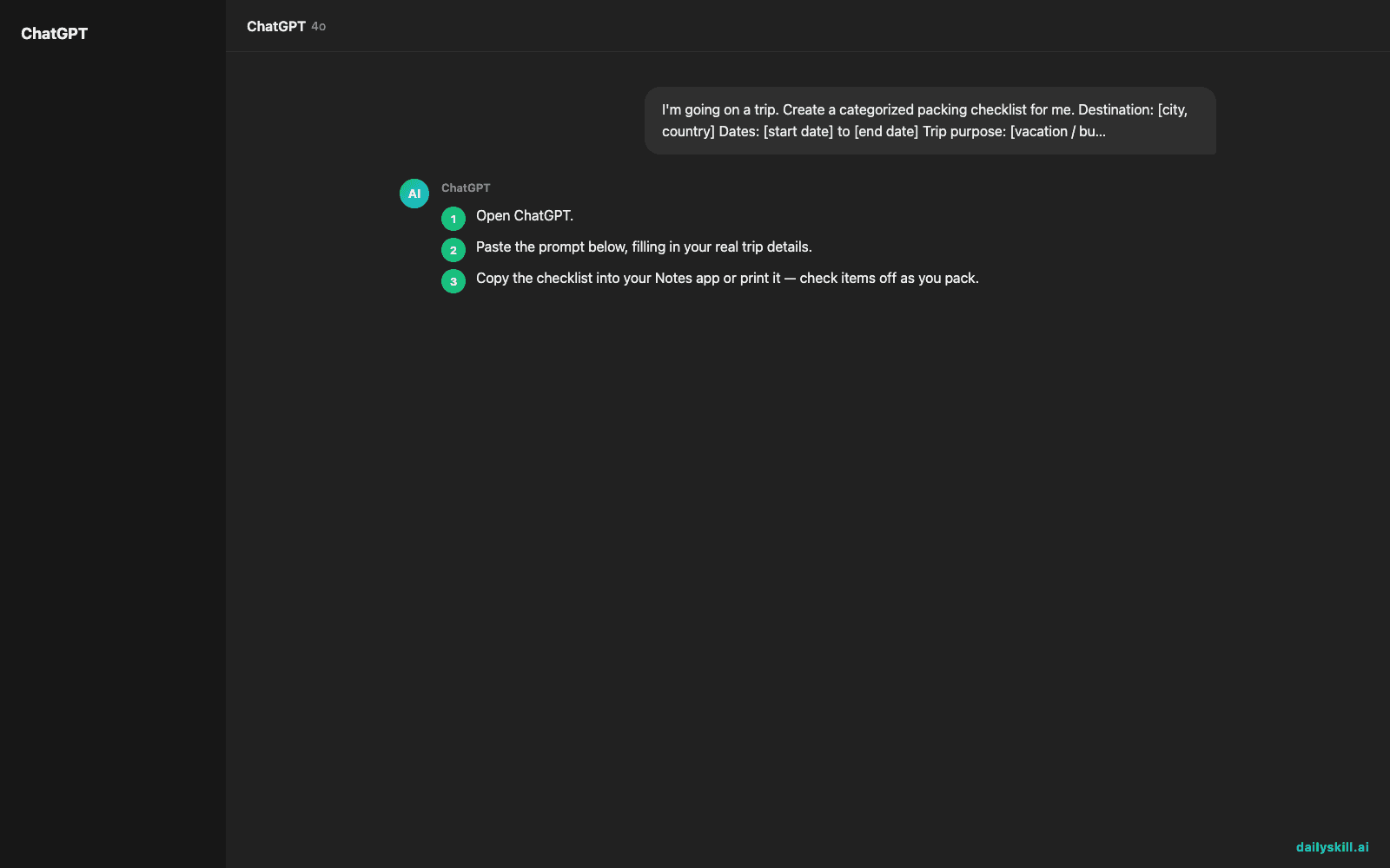 Build a Complete Packing List for Any Trip in Under a Minute — Expected AI result visual