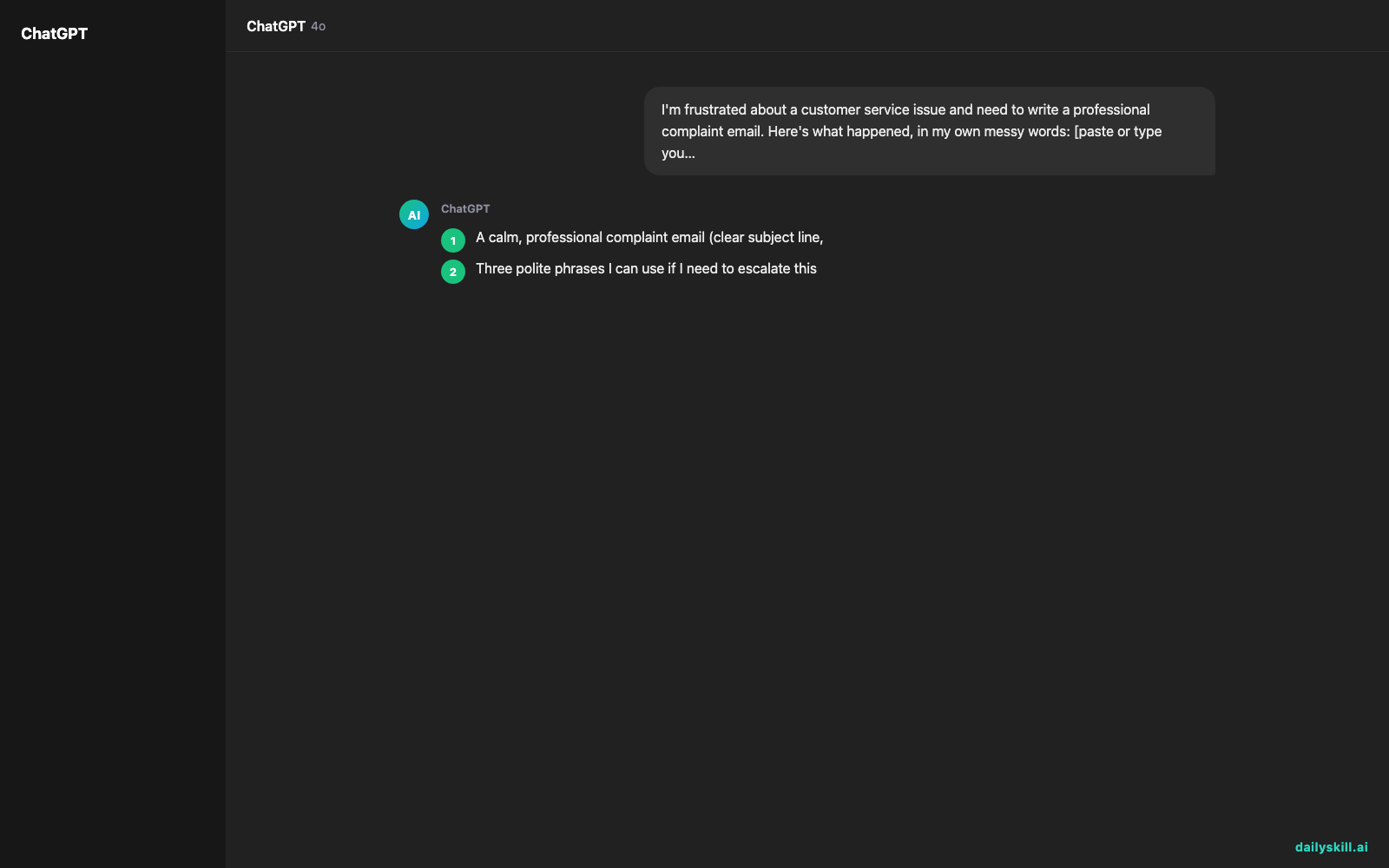 Turn Your Angry Rant Into a Calm, Effective Complaint Email — Expected AI result visual