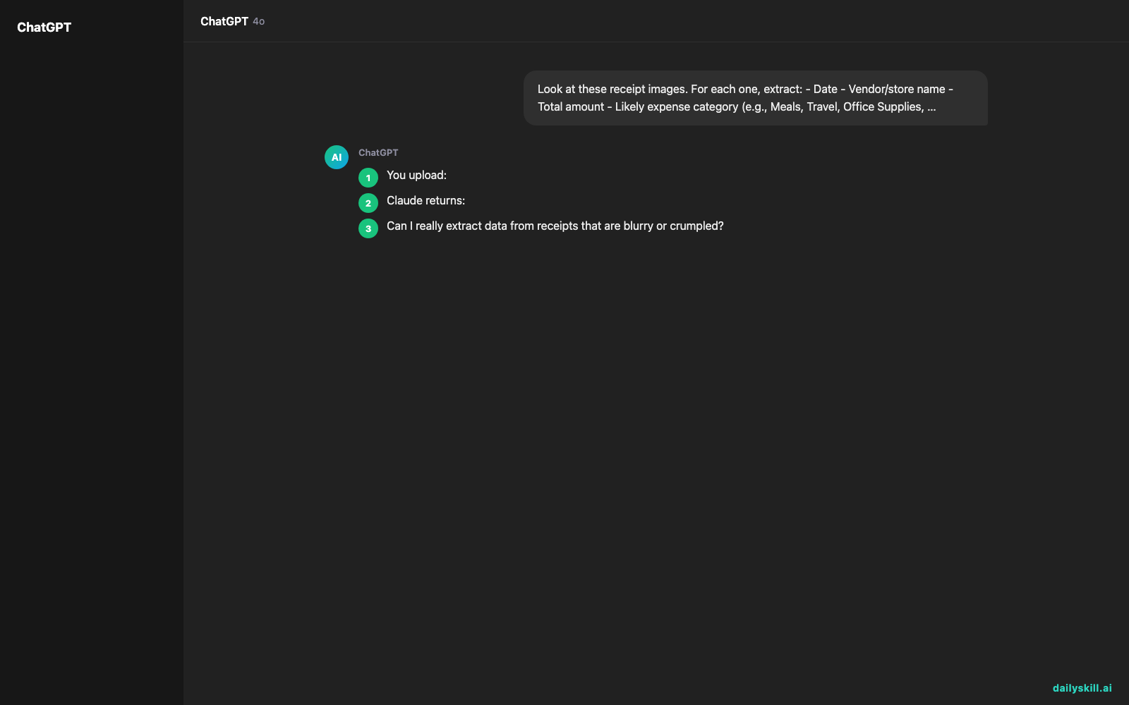 Stop Typing Receipts Into Spreadsheets by Hand — Expected AI result visual