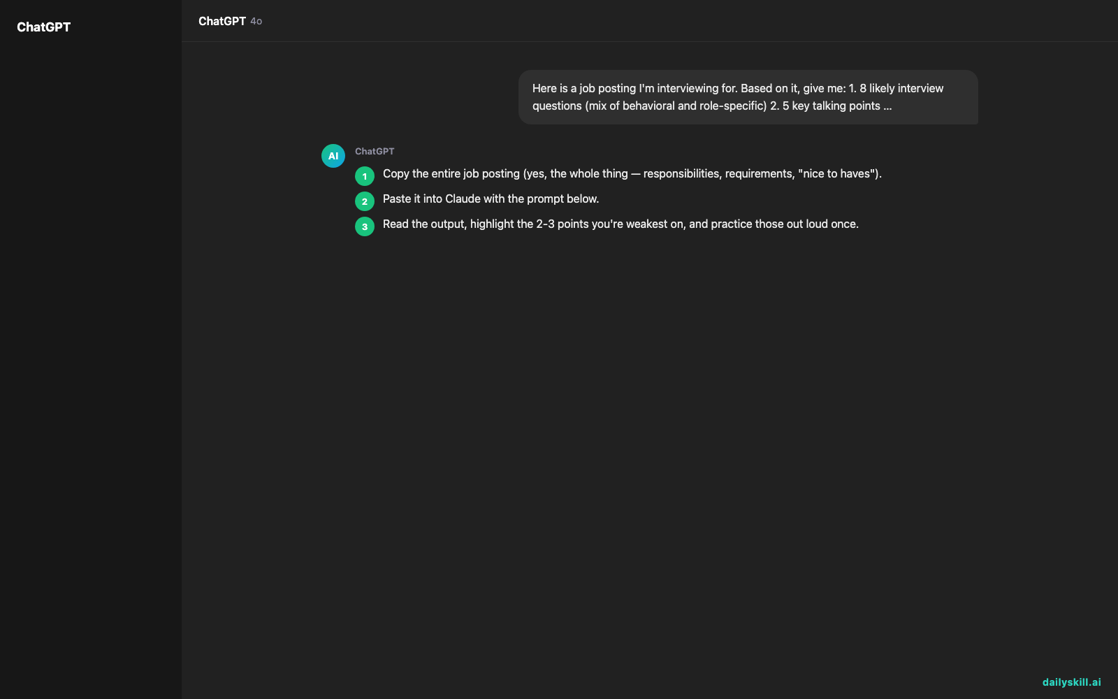 Turn a Job Posting Into Your Own Interview Prep Guide — Expected AI result visual