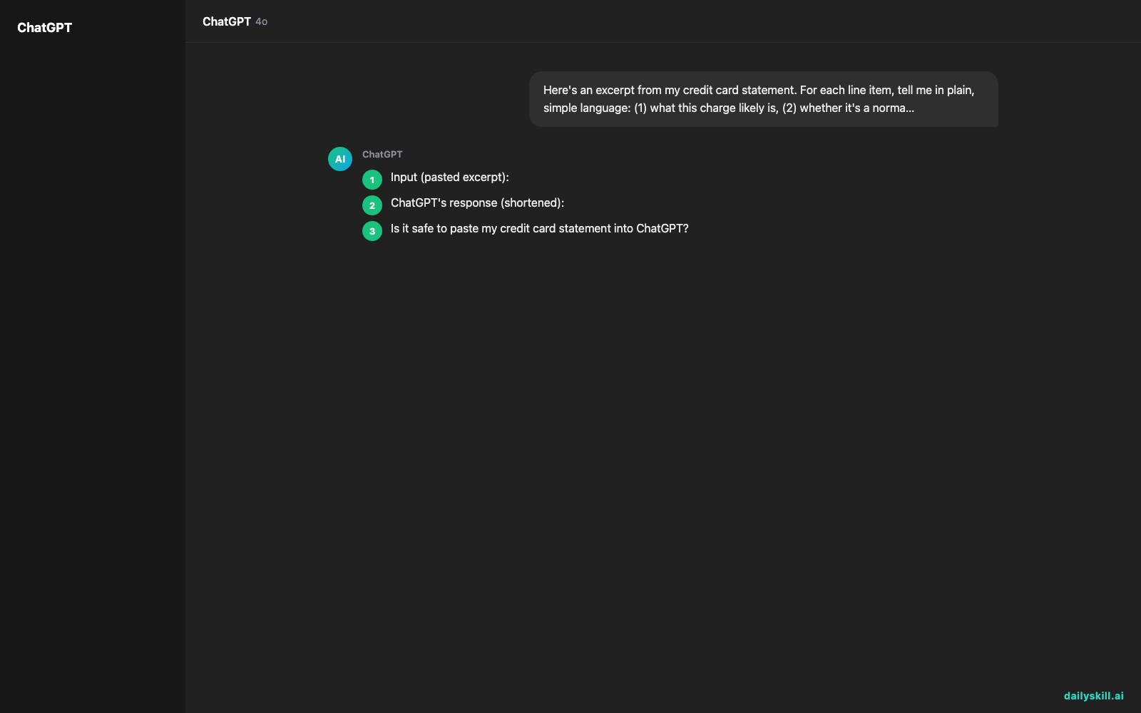 Finally Understand What's On Your Credit Card Statement — Expected AI result visual