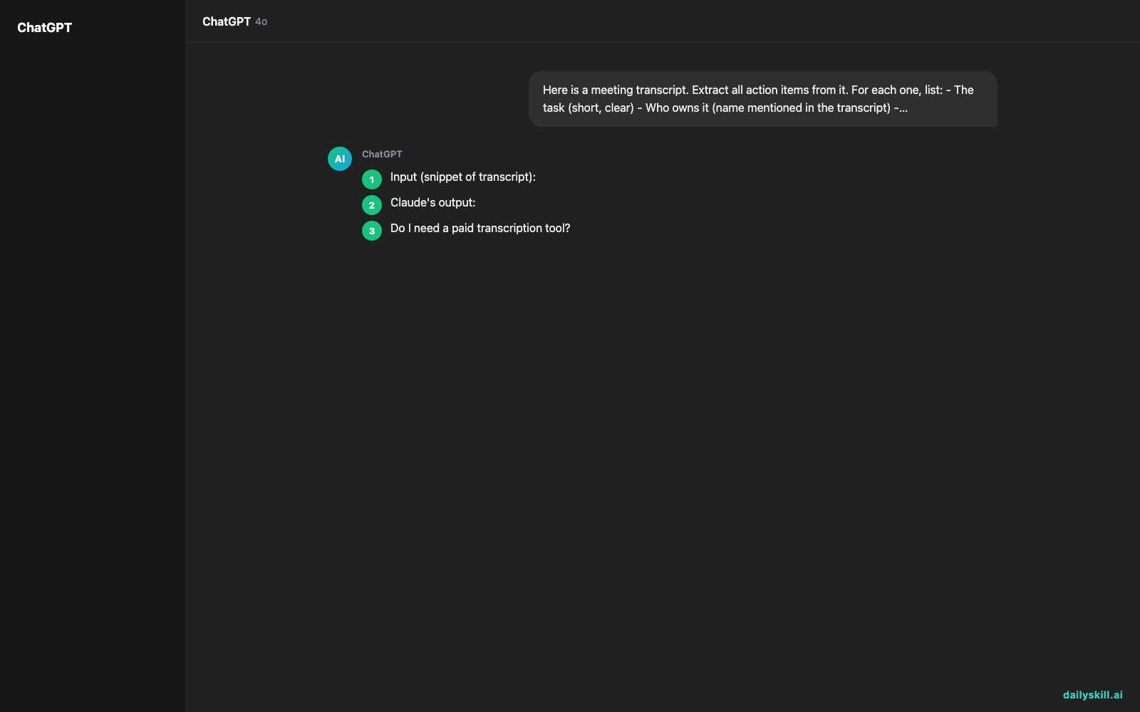 Never Manually Hunt for "Who Said They'd Do What" Again — Expected AI result visual