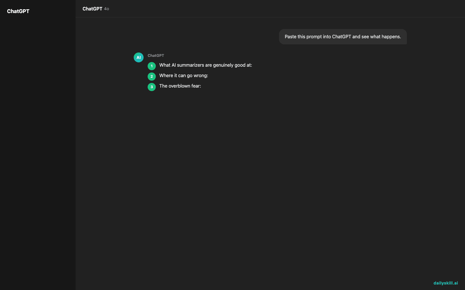 How do I use AI to quickly summarize a long document or article? — Expected AI result visual