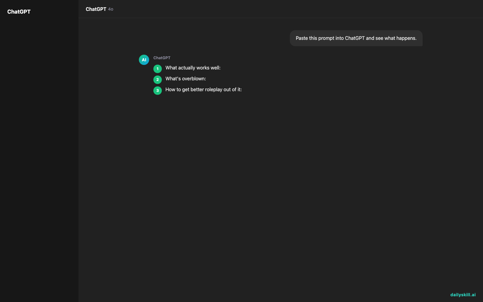 How do I ask AI to roleplay or simulate a scenario? — Expected AI result visual
