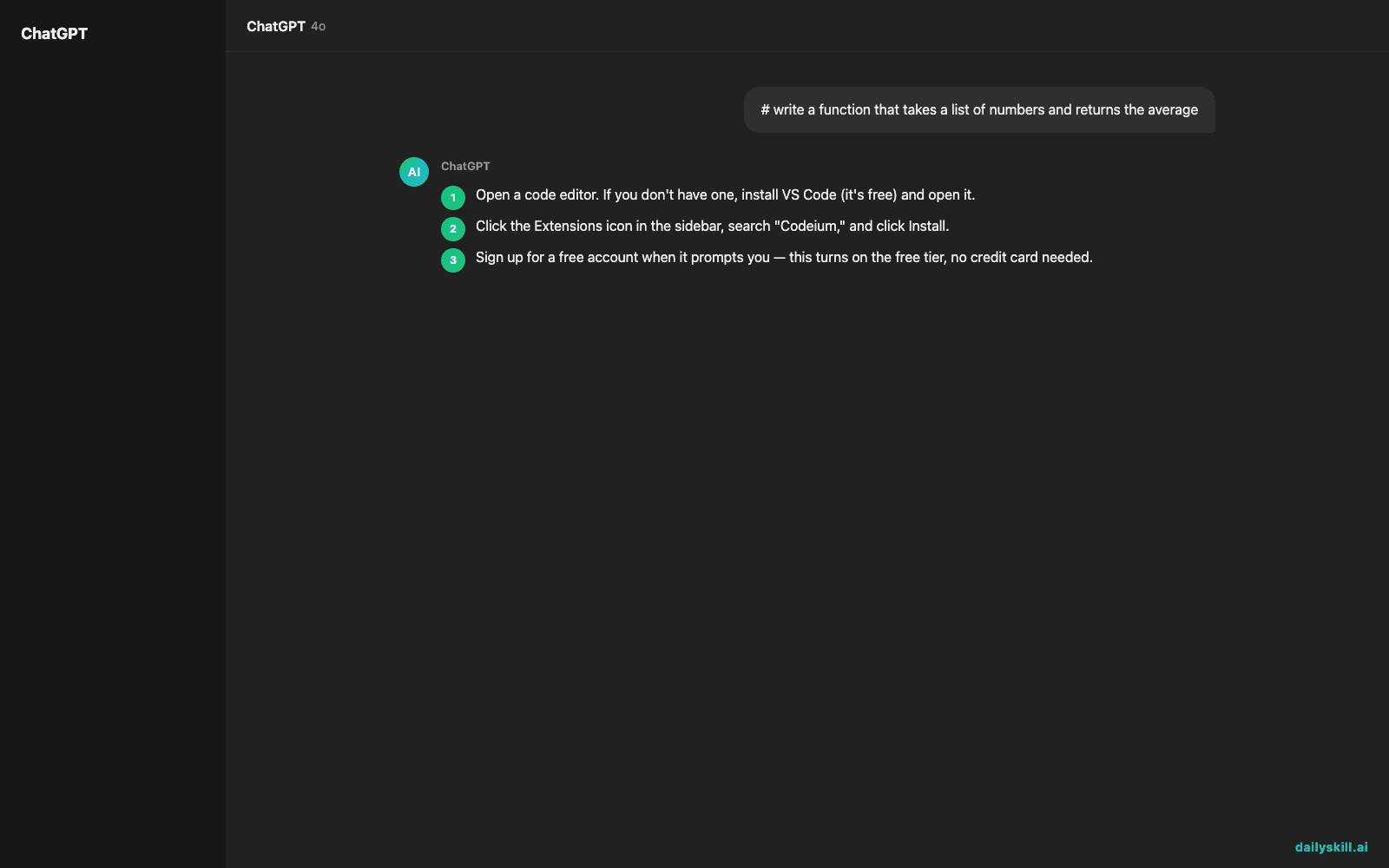 Codeium — Free AI Code Completion That Writes the Next Line With You — Expected AI result visual