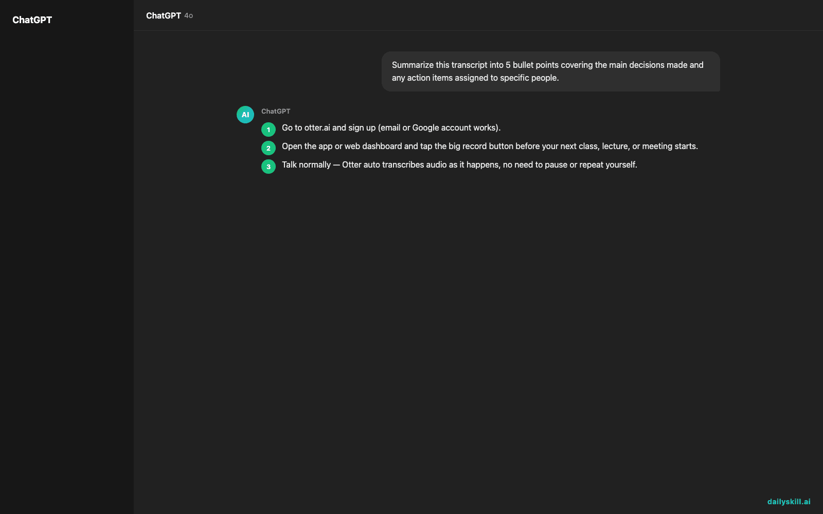 Otter.ai — never scramble to write down every word again — Expected AI result visual