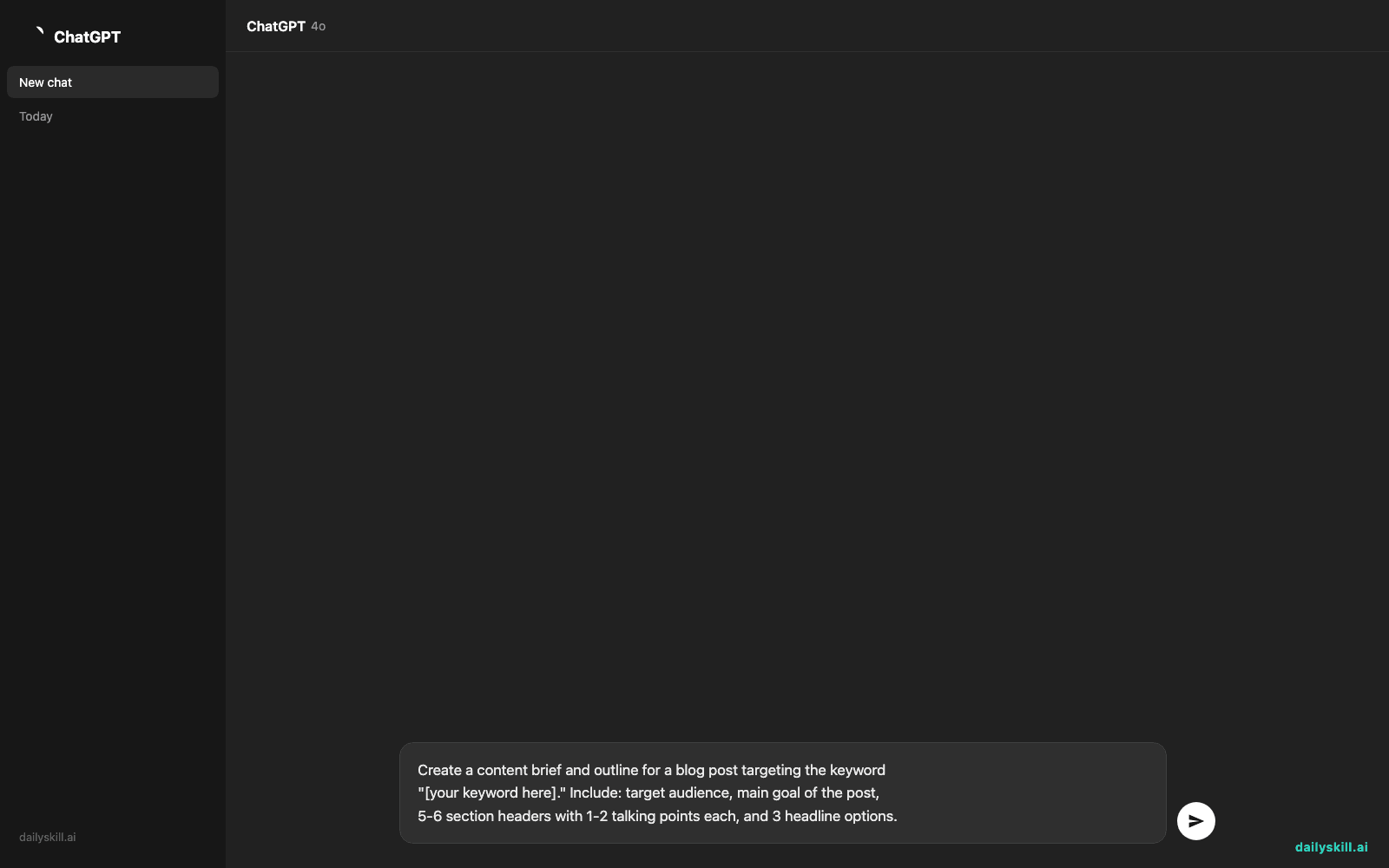 Jasper Brief — Turn One Keyword Into a Ready-to-Use Content Brief — Prompt input visual