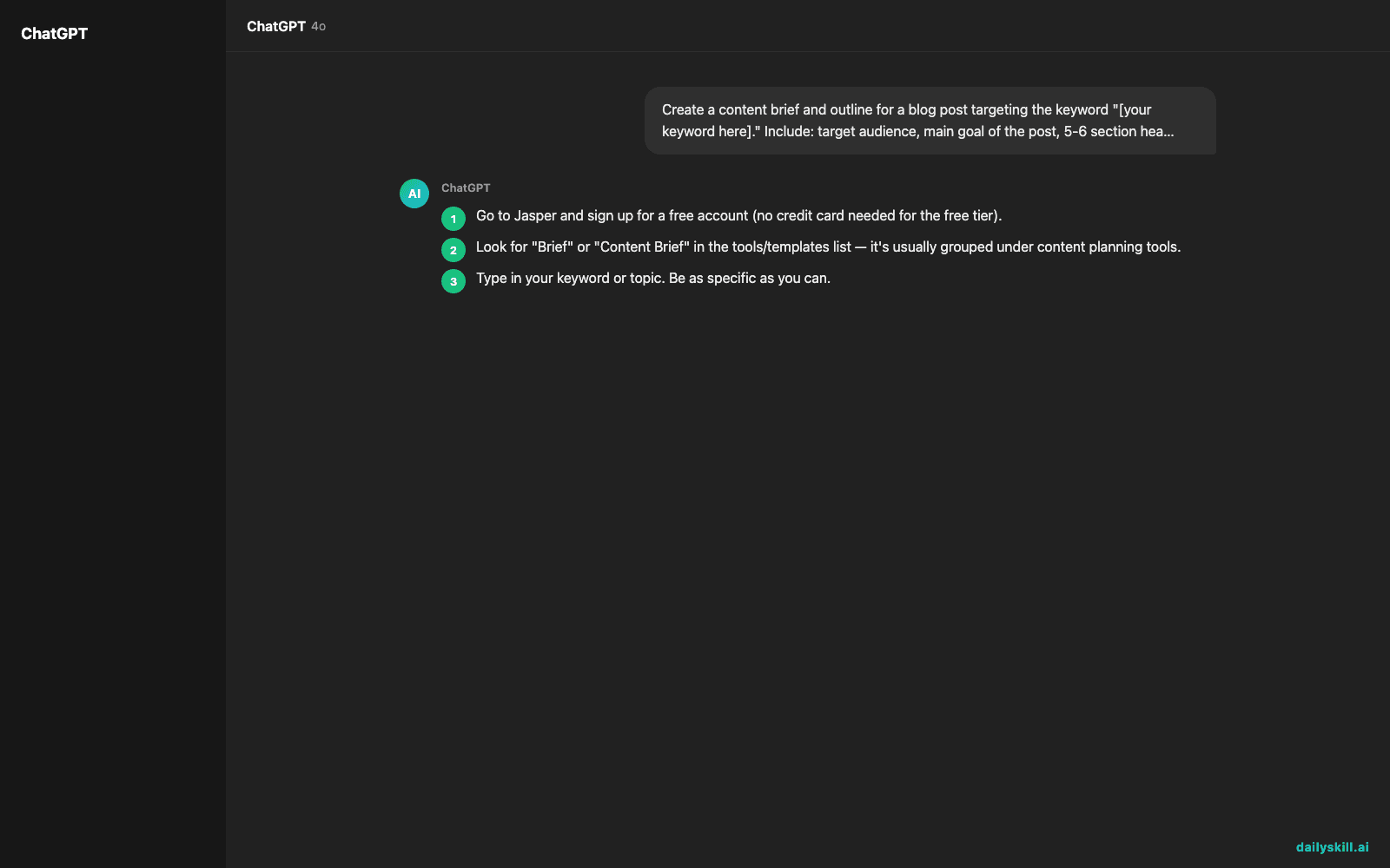 Jasper Brief — Turn One Keyword Into a Ready-to-Use Content Brief — Expected AI result visual