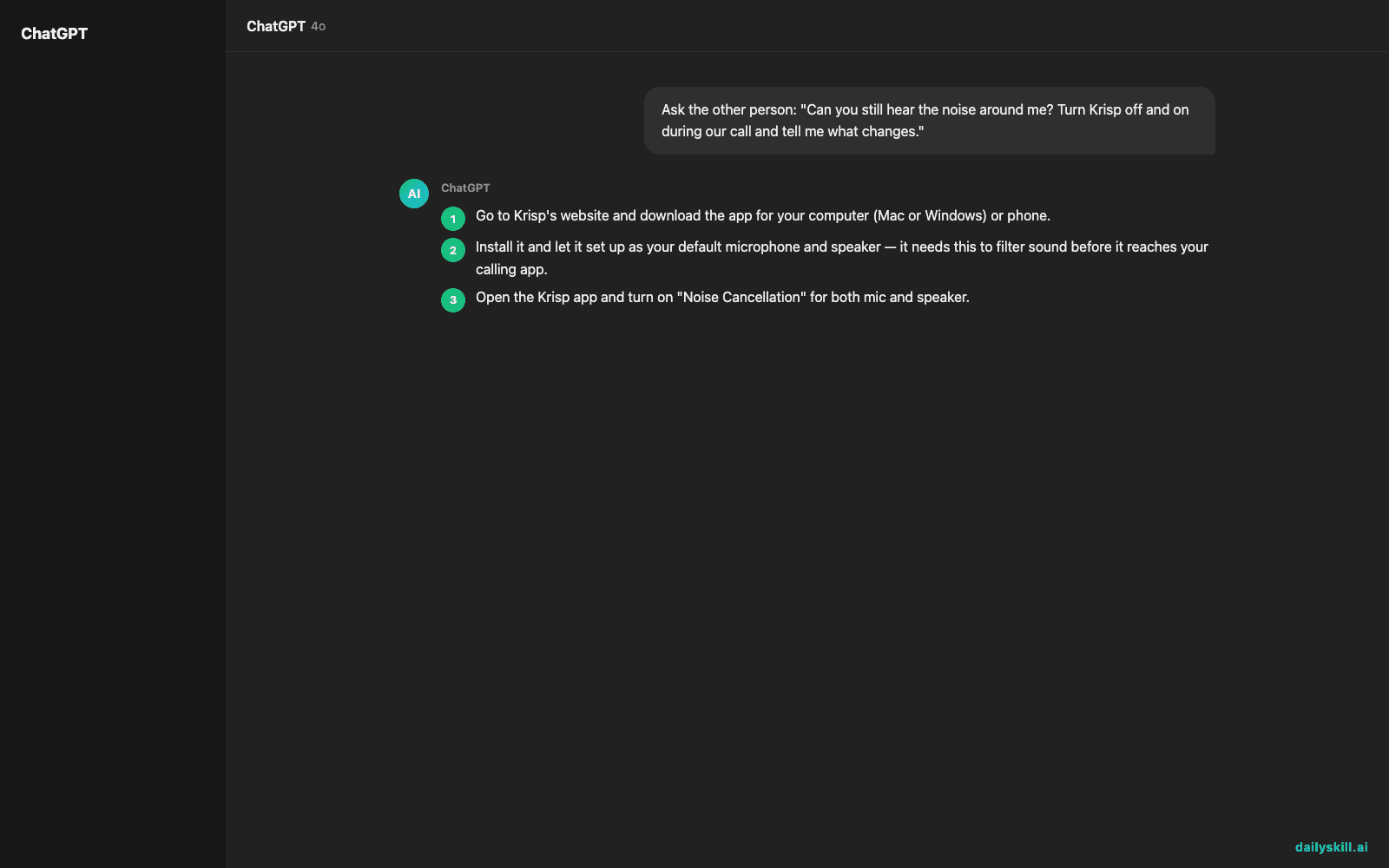 Krisp — The AI Noise Cancellation App That Makes You Sound Like You're in a Quiet Office — Expected AI result visual