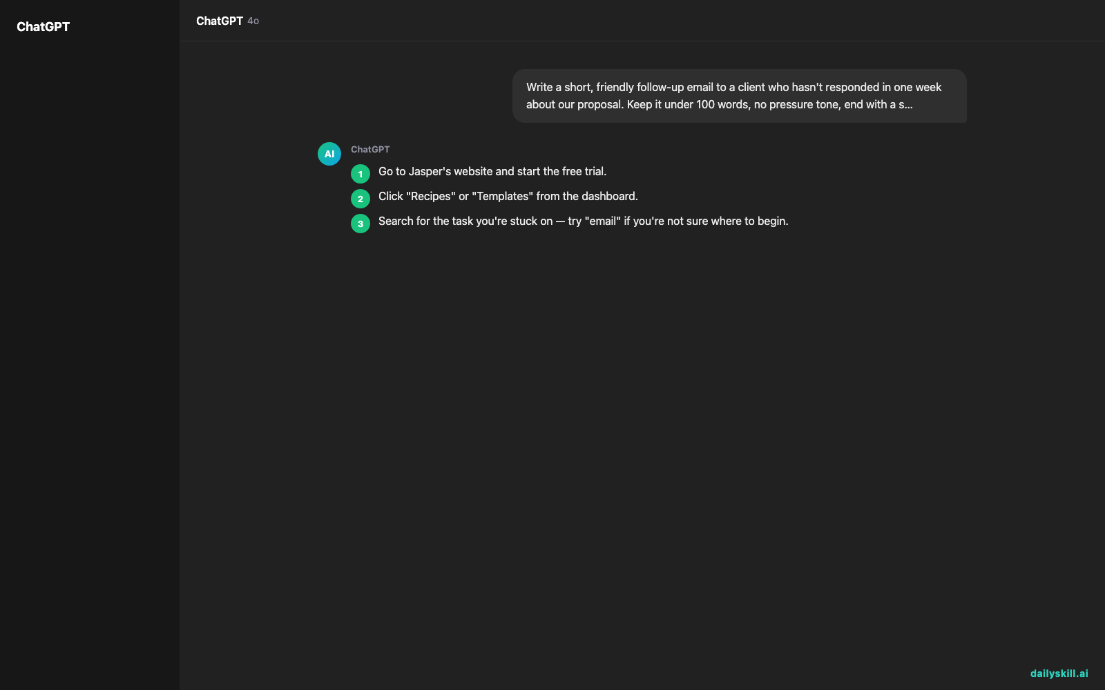 Jasper Recipes — Stop Staring at a Blank Page, Start From a Template — Expected AI result visual
