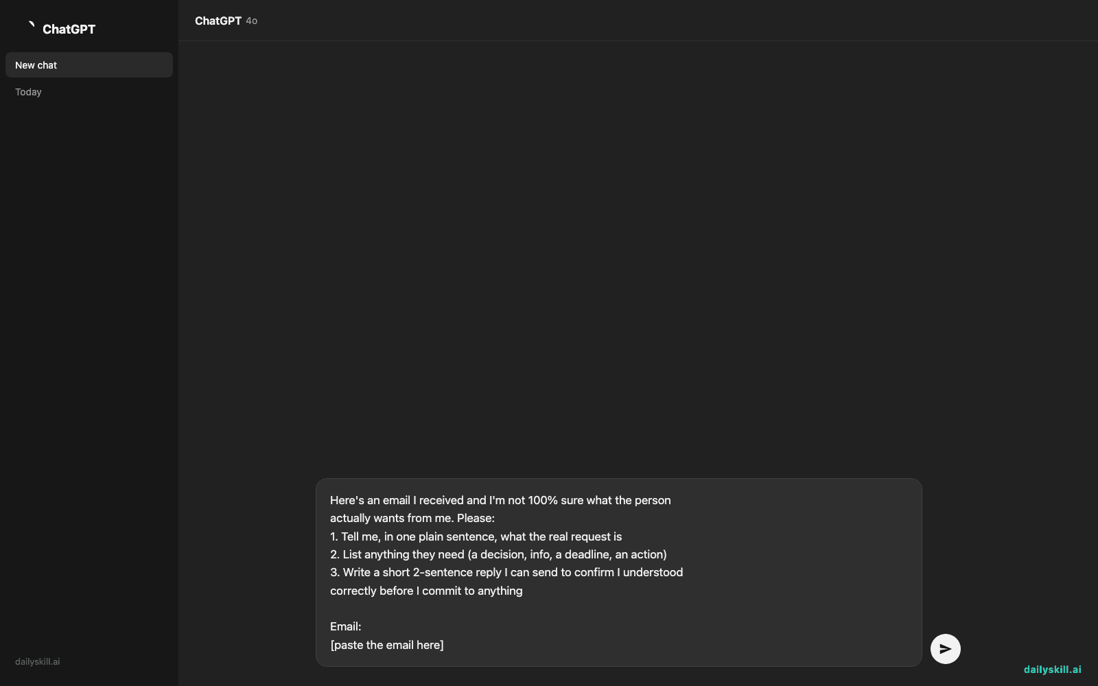 Finally Know What That Email Is Really Asking For — Prompt input visual