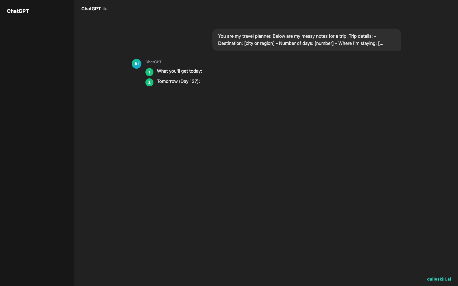 Turn Messy Travel Notes into a Day-by-Day Itinerary — Expected AI result visual