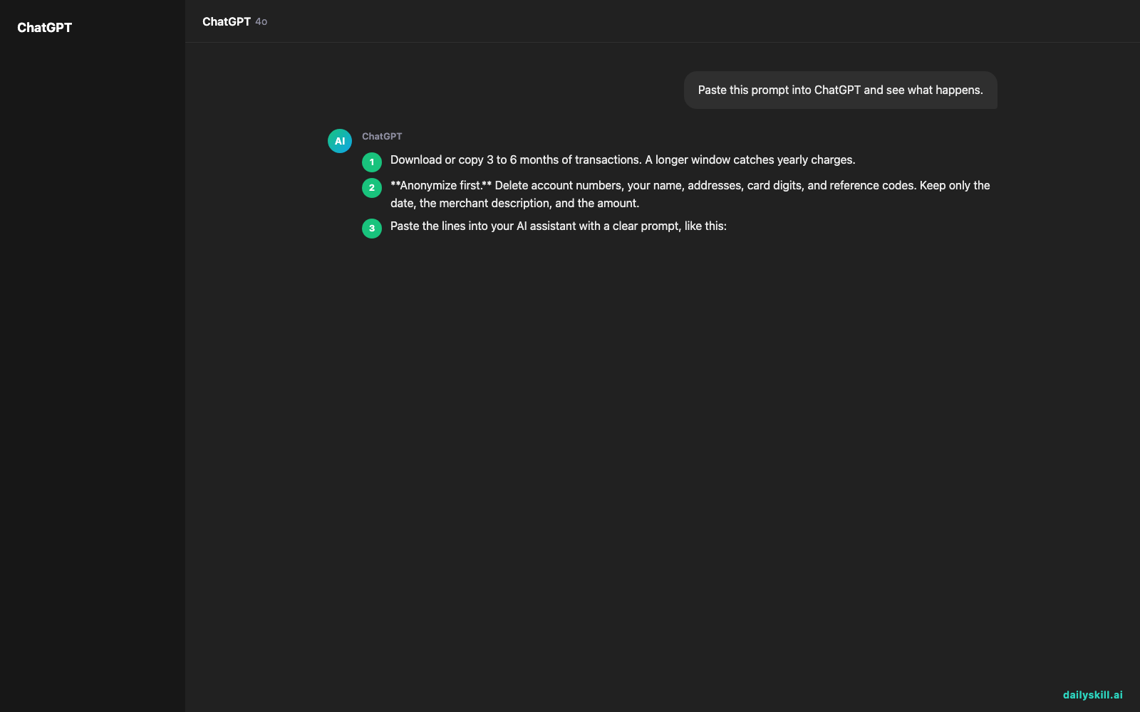 Can AI help me audit my monthly subscriptions and find hidden charges? — Expected AI result visual