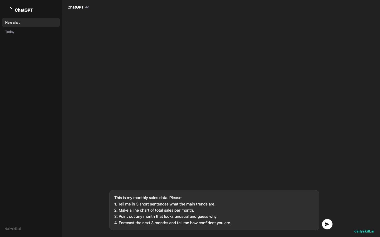 Julius AI — Turn a Messy Spreadsheet Into Charts by Just Asking — Prompt input visual